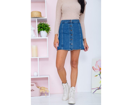 Джинсовая мини-юбка на пуговицах, синего цвета, 164R2218