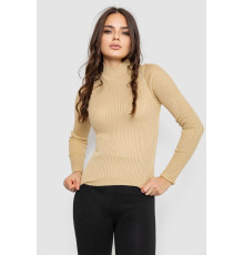 Водолазка жіноча в рубчик, колір бежевий, 214R91306