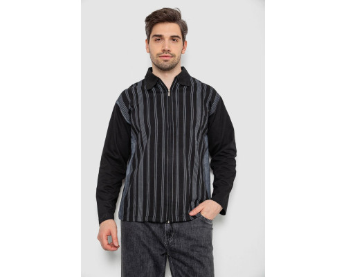 Кофта мужская на молнии в полоску, цвет черный, 238R123