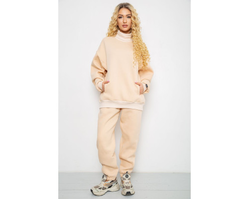 Спортивний костюм жіночий на флісі, колір бежевий, 102R7723
