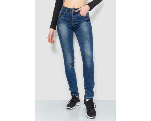 Джинси жіночі з потертостями, колір синій, 244R221