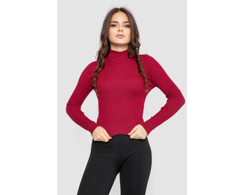 Водолазка жіноча в рубчик, колір бордовий, 214R91306