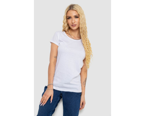 Футболка женская однотонная, цвет белый, 244R2206