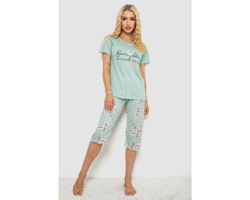 Пижама женская с принтом, цвет мятный, 243R10279