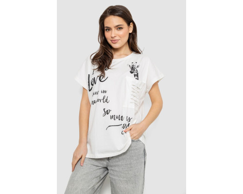 Футболка жіноча з принтом, колір молочний, 244R3011