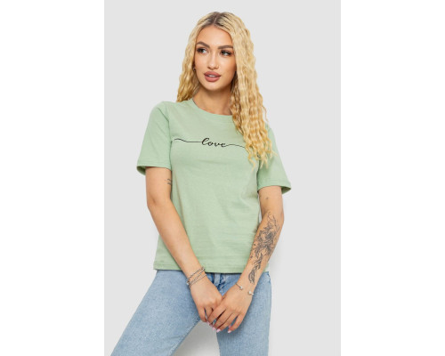 Футболка жіноча з принтом, колір оливковий, 241R133