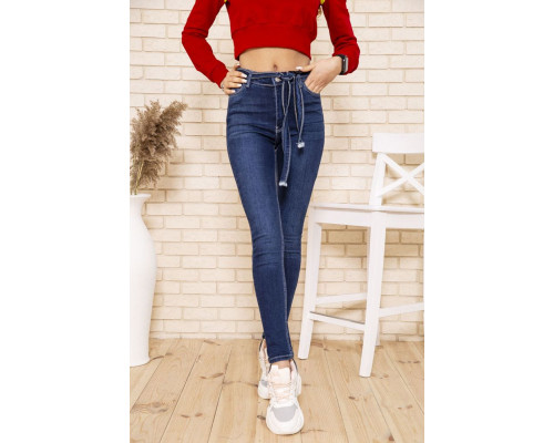 Темно-сині жіночі джинси, скінні з поясом, 164R1180-7
