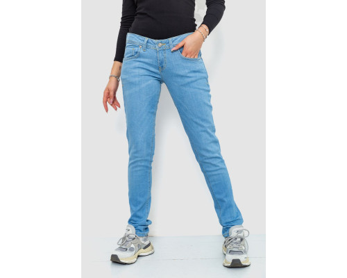 Джинси жіночі однотонні, колір блакитний, 244R014