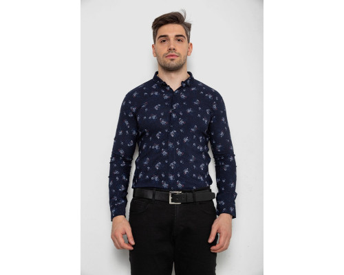 Сорочка чоловіча з принтом, колір темно-синій, 214R1043