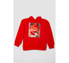 Худі дитячий на флісі з принтом, колір червоний, 102R1525