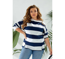 Свитшот женский в полоску, цвет бело-синий, 257R332-2
