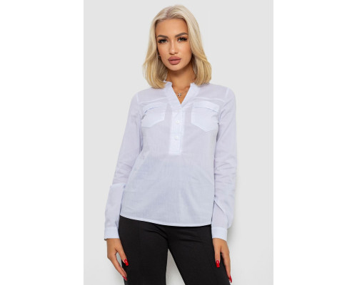 Блуза однотонна, колір білий, 230RP-96