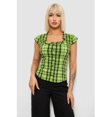 Блуза в клітину, колір зелений, 230R2502
