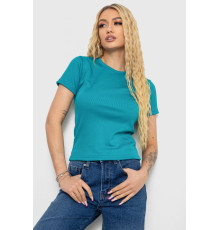 Футболка жіноча в рубчик, колір смарагдовий, 238R123-2