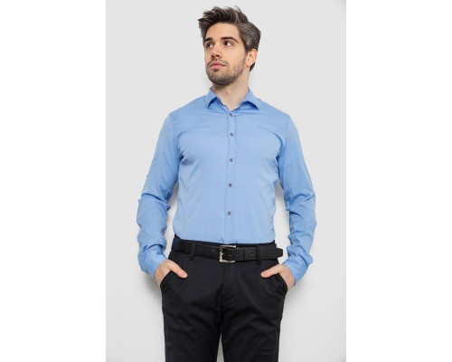 Сорочка чоловіча однотонна з принтом, колір блакитний, 186R6918-4
