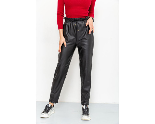 Лосины женские кожзам, цвет черный, 164R669