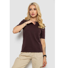 Футболка жіноча однотонна, колір шоколадний, 241R1800 Футболка жіноча однотонна, колір шоколадний, 241R1800