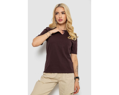 Футболка женская однотонная, цвет шоколадный, 241R1800