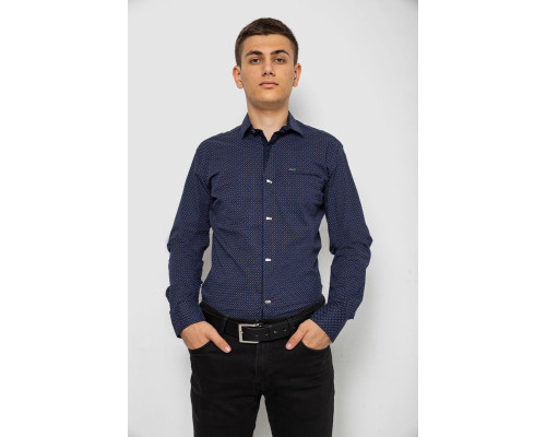 Сорочка чоловіча з принтом, колір синій, 214R7468-1