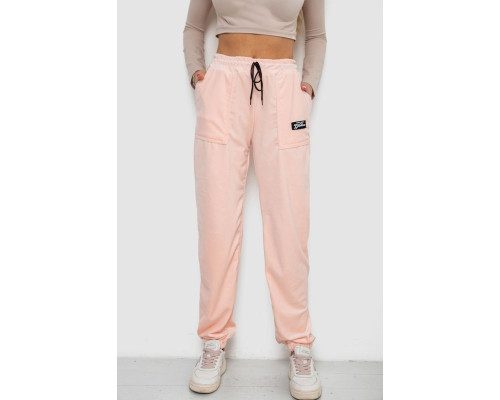 Штани жіночі велюрові, колір персиковий, 238R58473