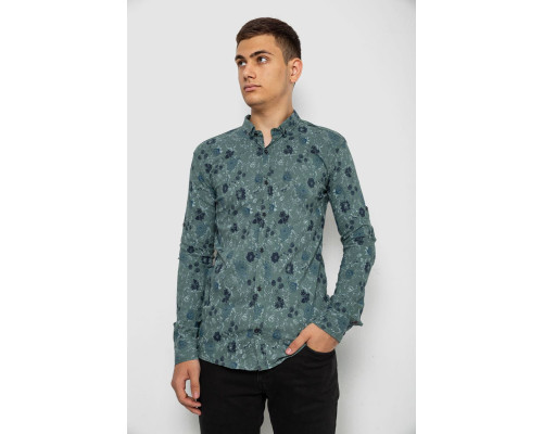 Рубашка мужская с принтом, цвет оливковый, 214R812