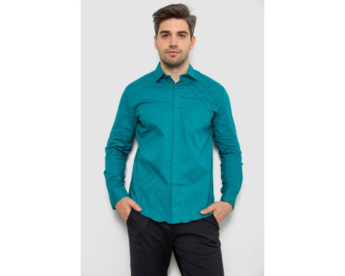 Рубашка мужская однотонная, цвет зеленый, 214R7466