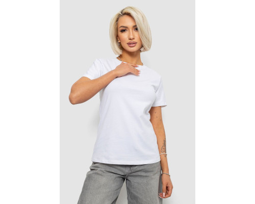 Футболка жіноча однотонна, колір білий, 204R3333