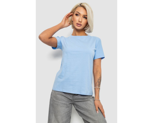 Футболка женская однотонная, цвет голубой, 204R3333