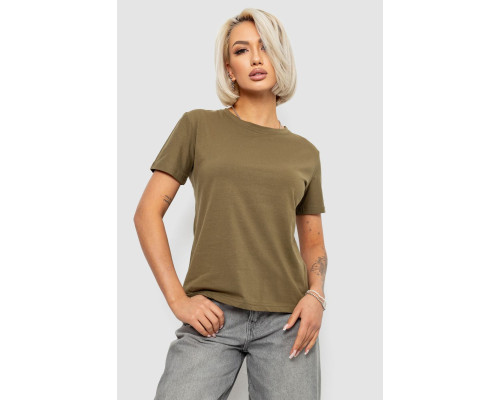 Футболка жіноча однотонна, колір хакі, 204R3333