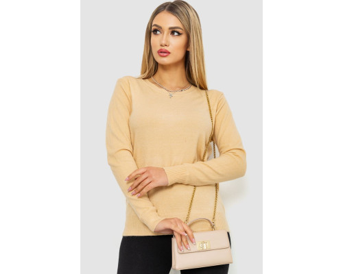 Кофта жіноча однотонна повсякденна, колір бежевий, 244R2033