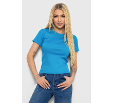 Футболка жіноча в рубчик, колір темно-блакитний, 238R123-2