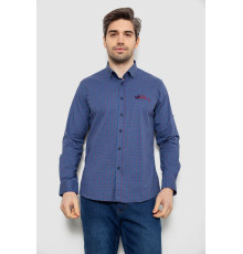 Сорочка чоловіча в клітку з принтом, колір джинс, 186RM04 Сорочка чоловіча в клітку з принтом, колір джинс, 186RM04