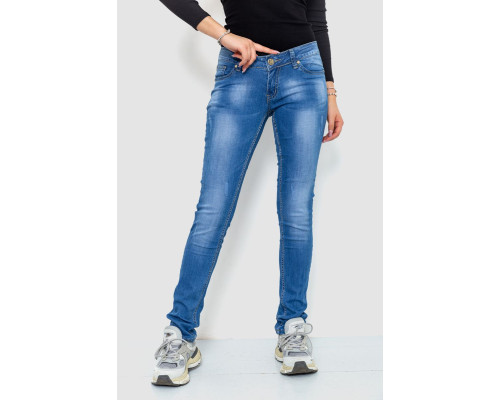 Джинсы женские с потертостями, цвет синий, 244RKL3301