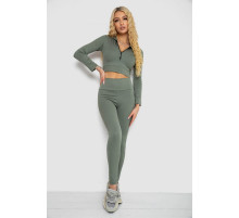 Костюм женский в рубчик, цвет оливковый, 221R3320