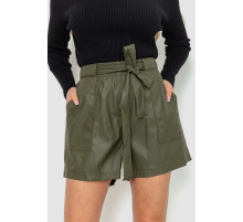 Шорти жіночі з екошкіри, колір хакі, 102R295-1