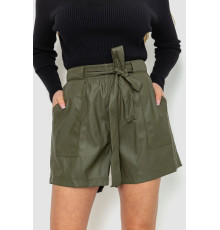 Шорти жіночі з екошкіри, колір хакі, 102R295-1 Шорти жіночі з екошкіри, колір хакі, 102R295-1