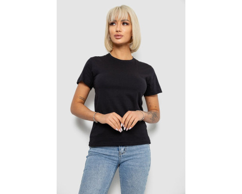 Футболка жіноча однотонна, колір чорний, 129R8900