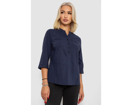 Блуза однотонная, цвет синий, 230R97