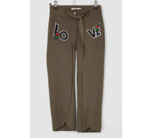 Брюки для девочек свободного кроя, цвет хаки, 247R3821