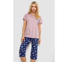 Піжама жіноча з принтом, колір пудровий, 243R10248
