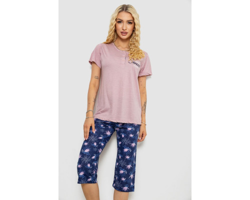 Пижама женская с принтом, цвет пудровый, 243R10248