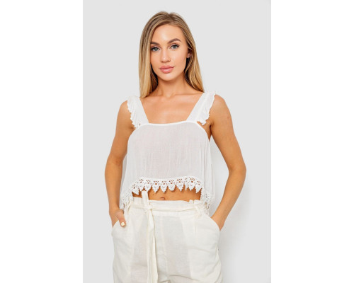 Топ жіночий однотонний, колір молочний, 244R313