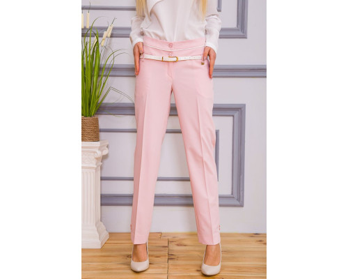 Класичні жіночі штани, рожевого кольору, з поясом, 182R245