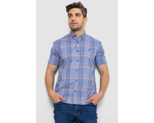 Рубашка мужская в клетку, цвет сиреневый, 214R244564