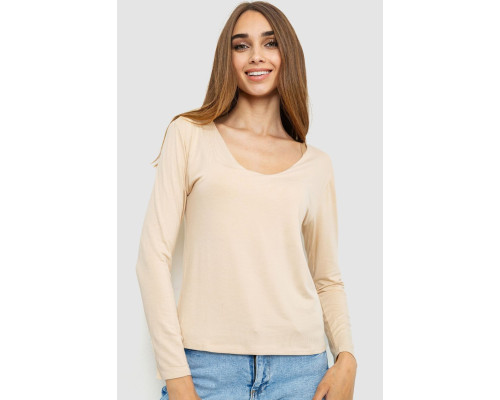 Тонкий женский лонгслив, цвет бежевый, 186R128