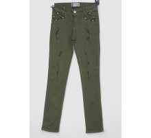 Джинсы для девочек, цвет хаки, 247R10043