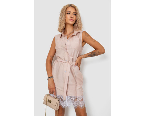 Платье на пуговицах, цвет бежевый, 102R388