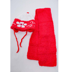 Комплект з шапки і шарфа, для дівчинки, коралово-білого кольору, 167R8882