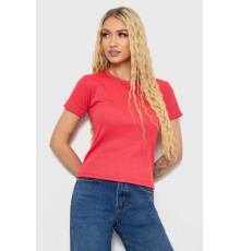 Футболка жіноча в рубчик, колір темно-кораловий, 238R123-2