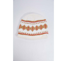 Детская шапка, молочно-бежевого цвета с узором, 167R7781